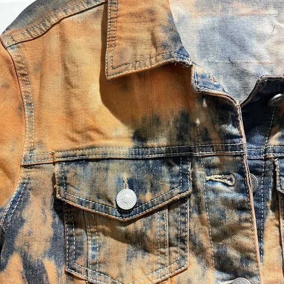 Tie Dye Jacket in Dark Blue and Golden Rust, NEW, size medium - Picture 3 of 8